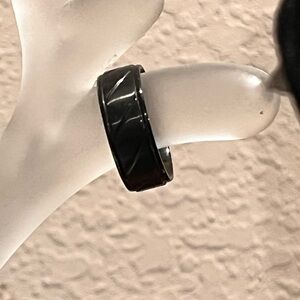 Size 9 Black Stainless Steel Ring Unisex